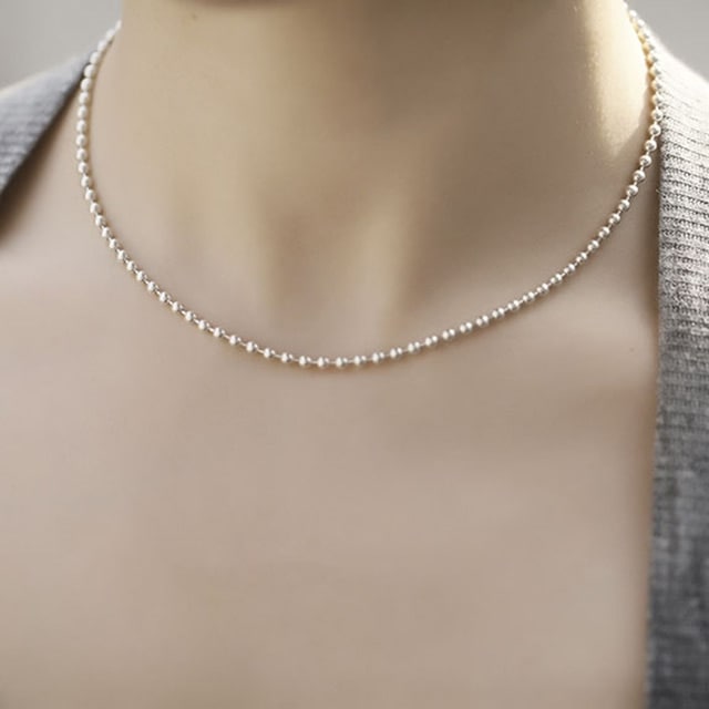 シルバー925銀ボールベーシックシルバーボールネックレス