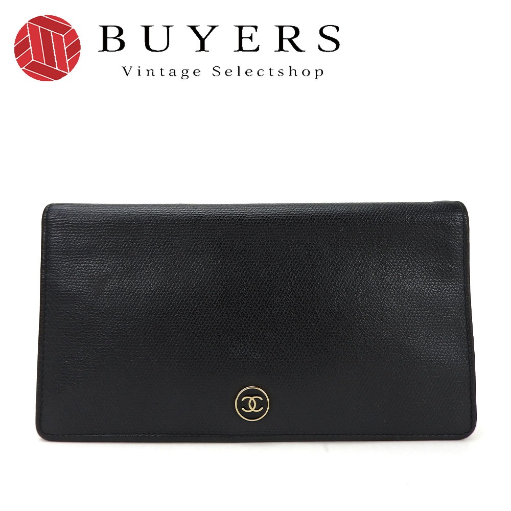 中古 シャネル 二つ折り長財布 A20904 11番台 ココボタン ブラック 黒 レザー 革 普段使い 小物 レディース 女性 CHANEL long wallet coco leather blac