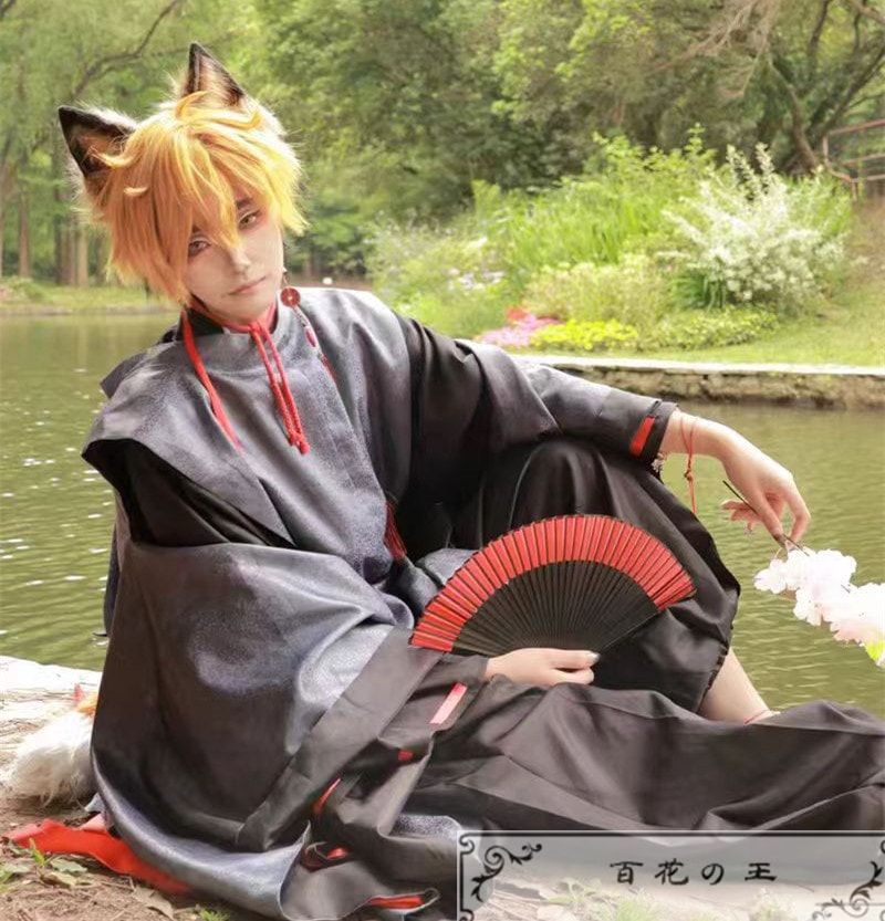 ハイキュー!! 神隠しシリーズ 和服 宮侑 キツネ 着物 コスプレ衣装 コスチューム ハロウィン 変装 仮装 狐の耳付き