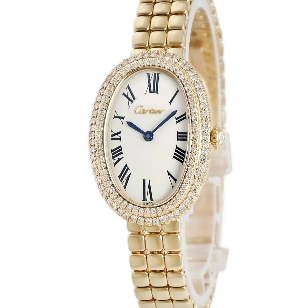 ベニュワール SM 820911A6 手巻き レディース OH済み K18YG無垢 純正ダイヤ オーバル ヴィンテージ 3年保証