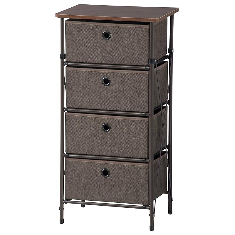 即納：AZUMAYA 簡単組立チェスト ブラウン 4段 LFS-702BR 6,662円