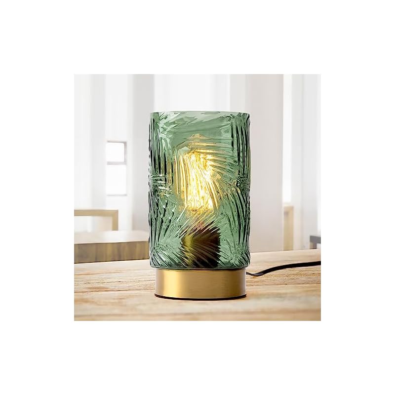 Cerdeco 独特な樹木の葉柄 アンティーク調テーブルランプ ガラス製 ベッドサイド テーブルライト インテリア照明 デスクライト 雰囲気作り 間接照明 LED対応 寝室 レトロ 授乳 ライト ギフ