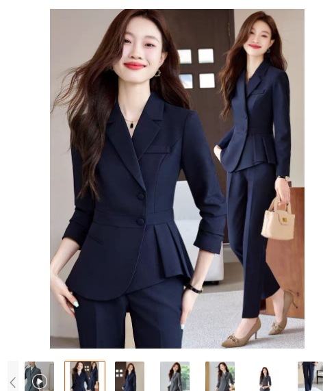 スーツスーツ女性高級感修身気質蓮の葉振り子職業服ハイエンドジュエリーショップフロント秋冬作業服