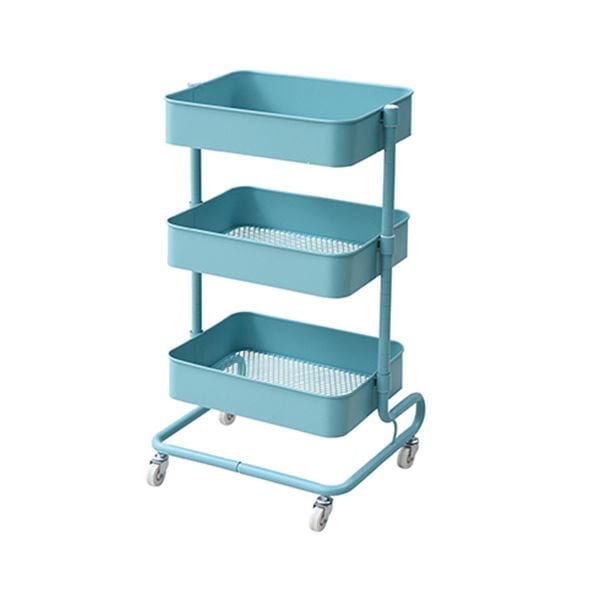 （まとめ）YAMAZEN バスケットトローリー 幅460奥行380高さ810mm ターコイズブルー LBT-3（TBL） 1台 組立品 3セット