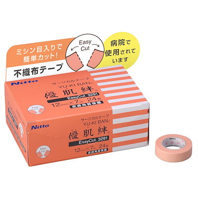 他サイト： ニトムズ 優肌絆 EasyCut 12mm×7m 24巻入 (品番3291) 肌にやさしい かぶれにくい サージカルテープの商品画像