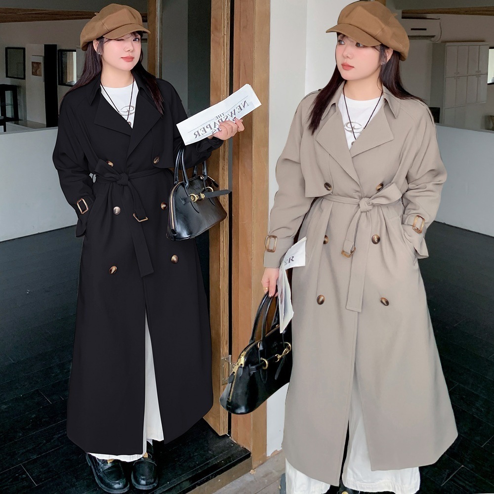 レディース 帯付き 体型カバー 大きいサイズ ロングコート 2024秋新品 トレンチコート メガ割 チェスターコート アウター 【ぽちゃまに】