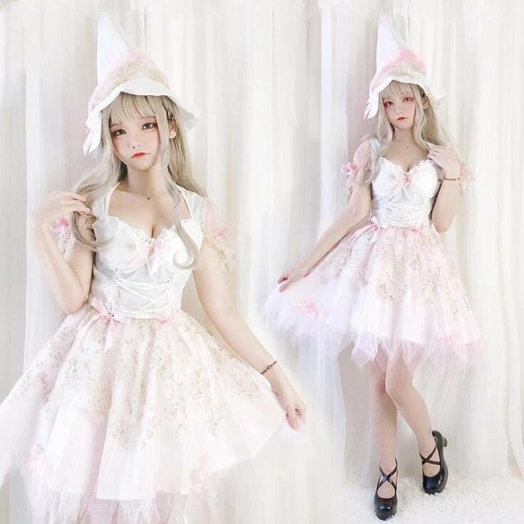 ハロウィン コスプレ 仙女 精霊 お化け レディース ハロウィン衣装 ロリータワンピース ドレス＋帽子 cosplay 文化祭 学園祭 コスチューム 可愛い ロリータ服 レースワンピース
