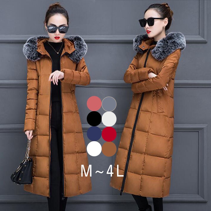 【全品対象10％OFFクーポン配布中11日11:59迄!】中綿コート　ダウンロングコート　ベンチコート　アウター コート　中綿ジャケット ロングジャケット ロングコート フード付き ファー付き