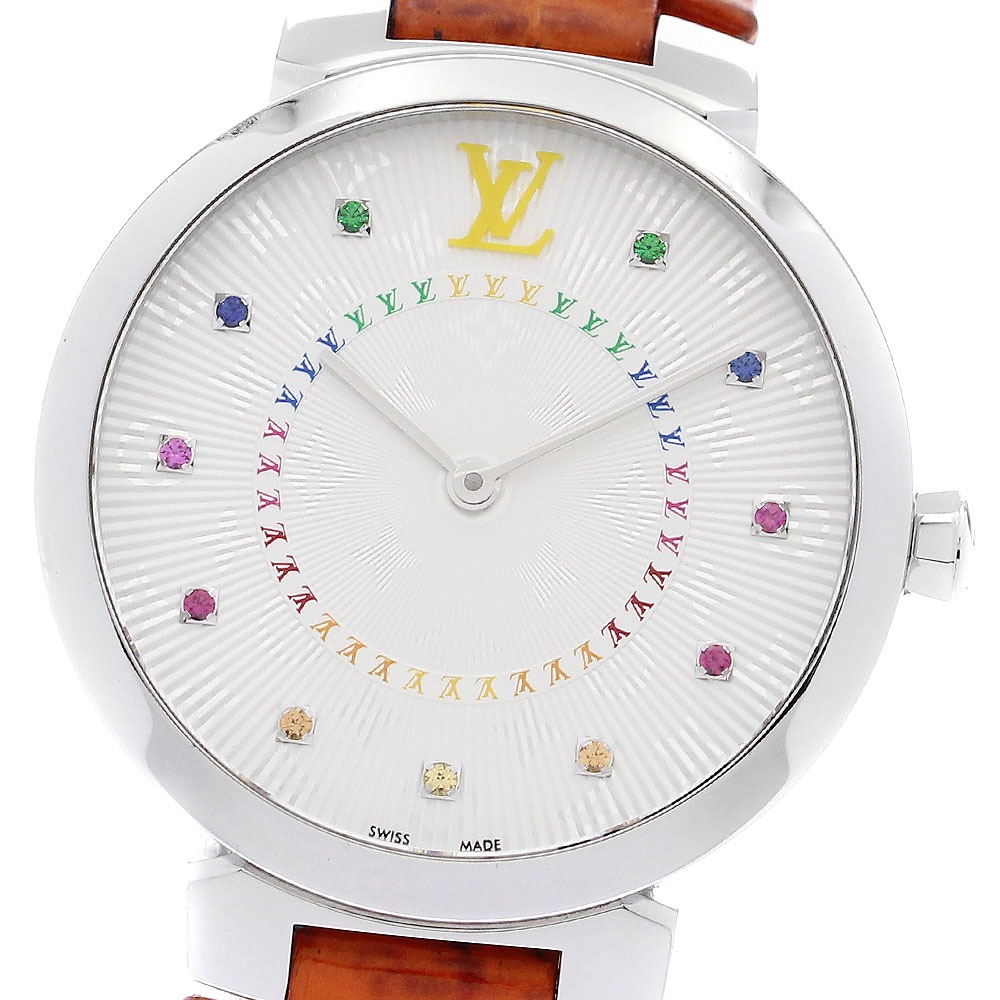 ルイ・ヴィトン LOUIS VUITTON QA159 タンブール スリムMM レインボー 11Pダイヤ クォーツ レディース _886570【中古】
