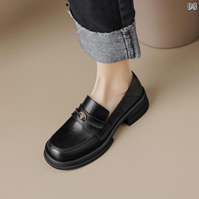 【✩】女性の厚底英国スタイルの小さな革の靴 ✩】厚底の女性の小さな革の靴、英国スタイル ✩】厚底の女性の