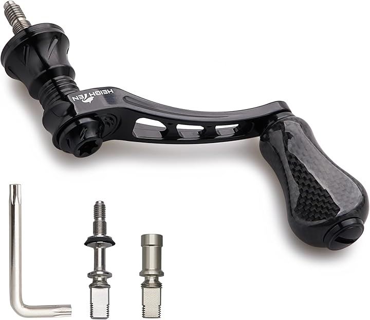 45-50mm可変 リール ハンドル アルミ ノブ 20mm カーボンノブ搭載 シマノ ダイワ 通用 スピニングリール Arch Series 957( カーボンノブ搭載 - ブラック)