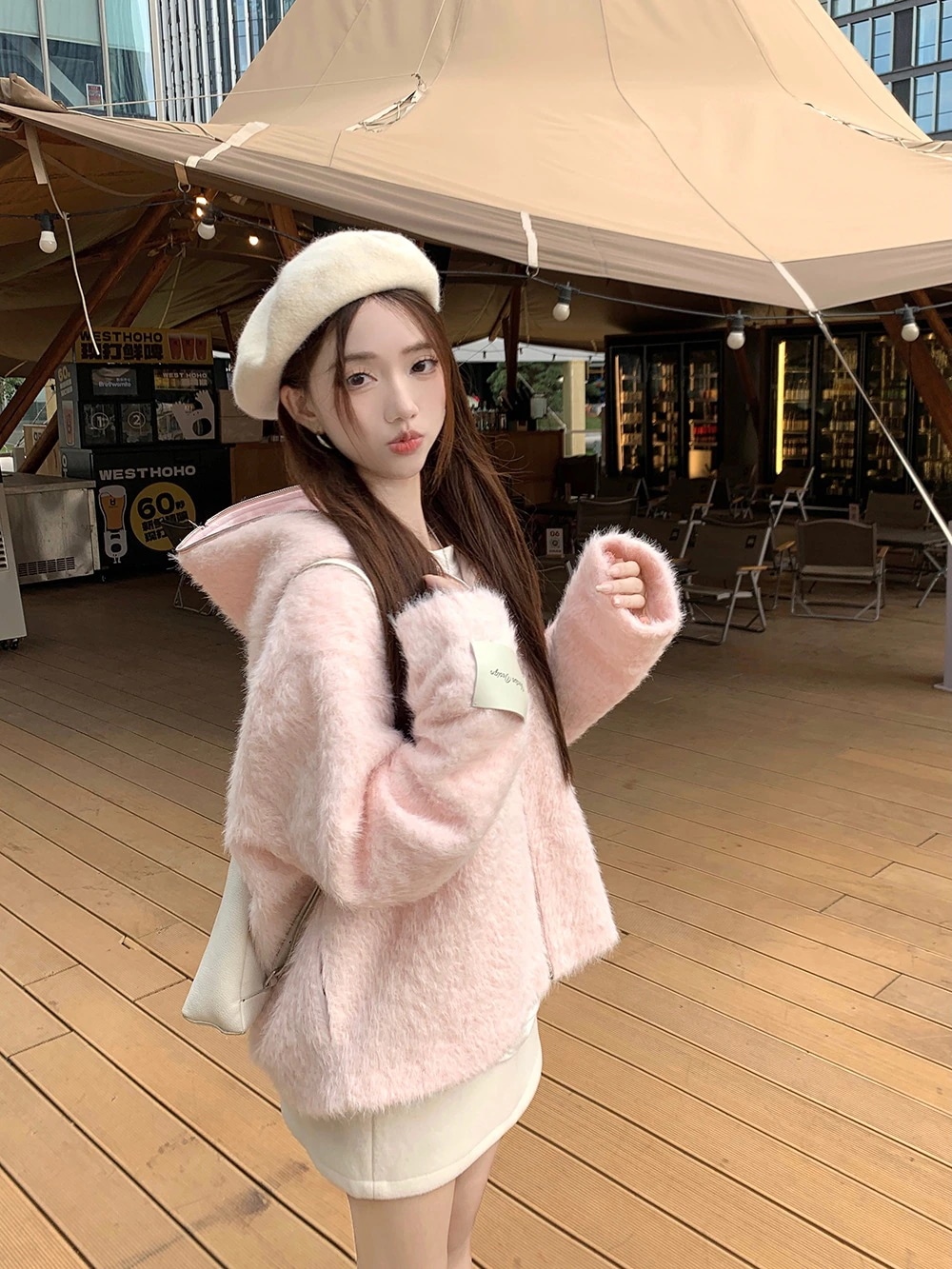 秋冬 厚手 裹起毛 暖かい トップスかわいい パーカー フード付き韓国風長袖細見えおしゃれレトロシルエット大人っぽ韓国フルサイズファッション系ルーズレディースサイド学生通学羽織り