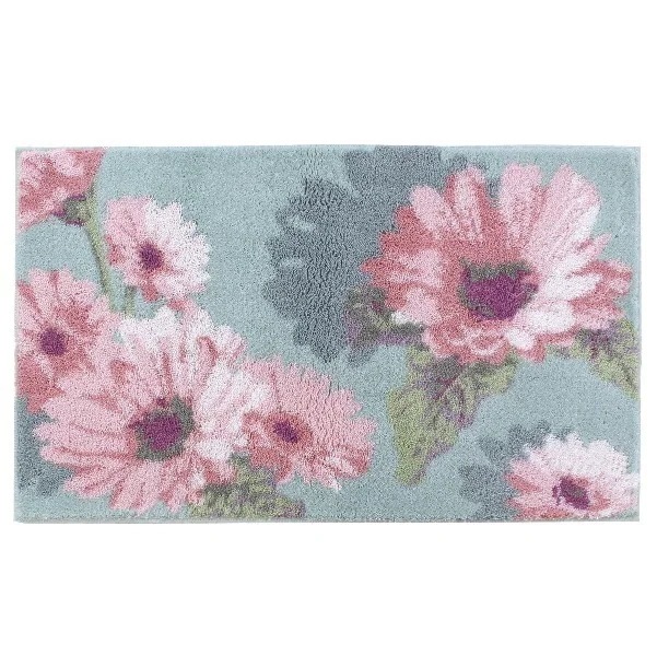 Thinka フランシール 吸着 45×75cm 玄関マット グリーン 滑り止め ズレ ラグ マット 花柄