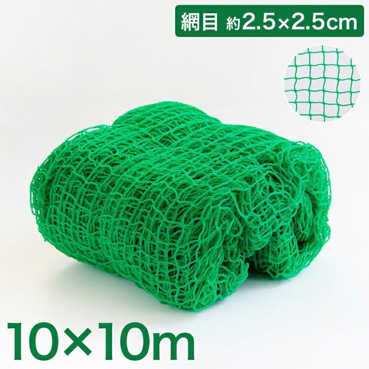 バックネット 野球 10×10m 網目2.5cm グリーン 防球ネット ネット 保護用ネット 多目的ネット ゴルフネットバッティングネット カラスよけ ゴミネット カーゴネット グリーンネット テニス