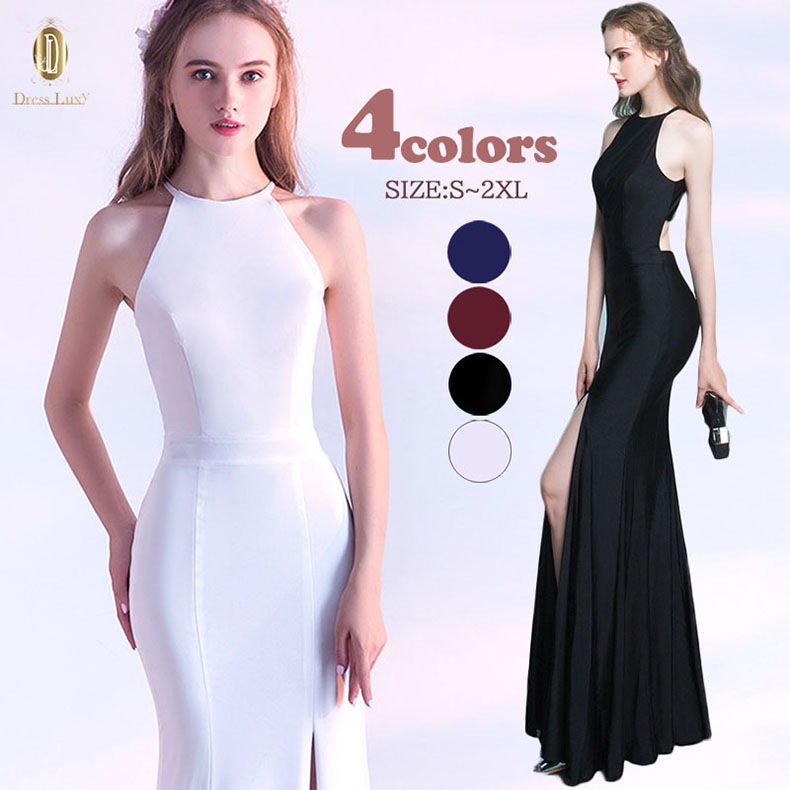 ロングドレス　キャバドレス　キャバ　ドレス　ハイネック　2次会　スリット　パーティードレス　ノースリーブ　大人　レディース　女性　パーティ　二次会　マーメイド　パーティー　大きいサイズ　ブラック　黒 7,634円