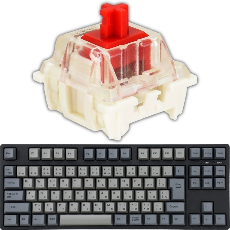 【アウトレット】 IK-CD87-G/RD-BK iKBC テンキーレス メカニカルキーボード 有線 日本語JIS配列 赤軸 ブラック ホットスワップ CherryMX互換 Windows Mac