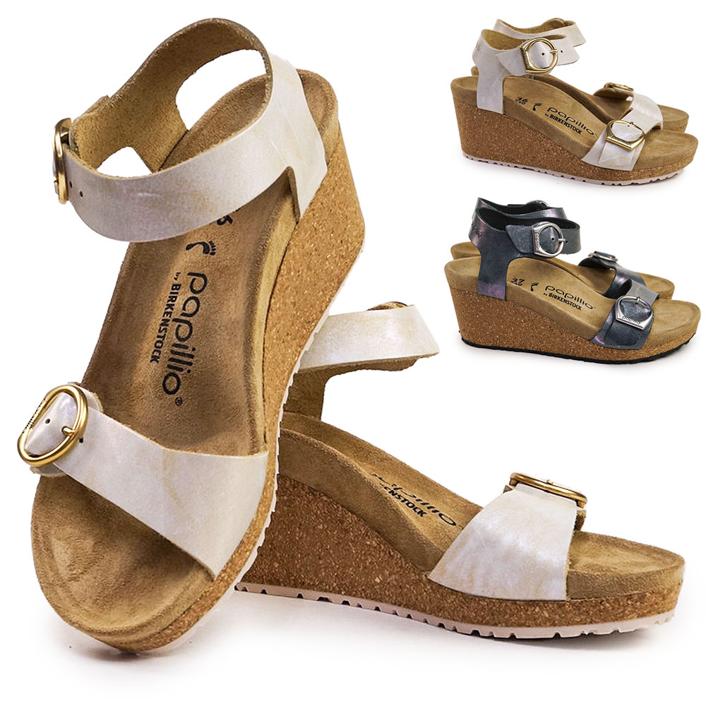 サンダル パピリオ ソレイ リングバックル レディース ウェッジソール ミュール