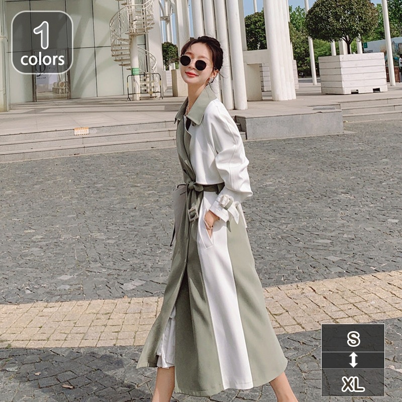 1000円OFFクーポン ロング トレンチコート レディース 長袖 無地 コート アウター 大きいサイズ カジュアル 春 秋 スプリングコート 薄手 スリム 20代 30代 40代 通勤 オフィス O