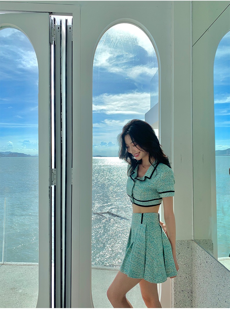 レディース エレガント カジュアル ミントチョコレート スカート スモール フレグランス スーツ グリーン XS S M L トップス かわいい 大人可愛い きれいめ シンプル カジュアル 大人 上品