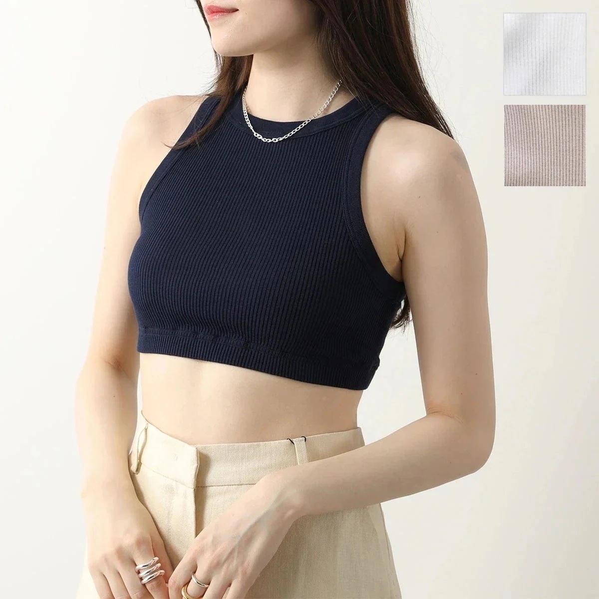 Oscalito オスカリート タンクトップ 7168 レディース コットン クロップド丈 ショート丈 アメリカンスリーブ ストレッチ リブ カラー3色 【mega】 5,452円