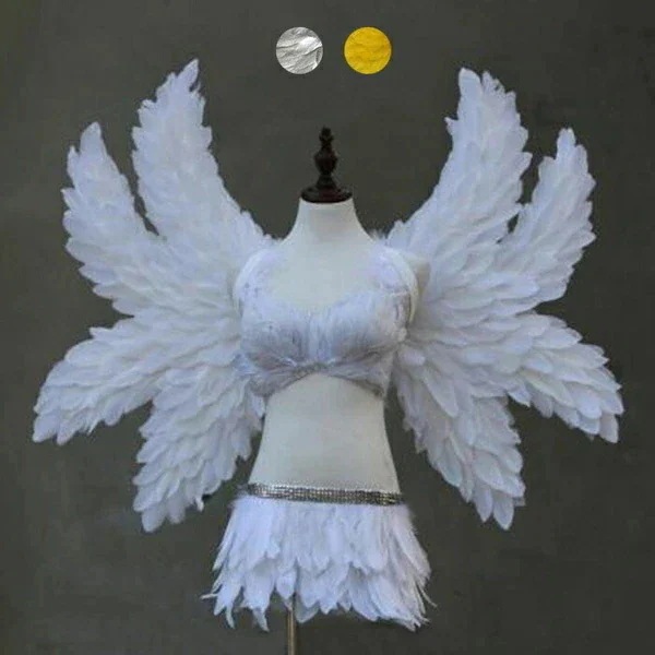 天使 羽 コスプレ 道具翼 wing ウイング ホワイト シルバー イエロー 90*115cm 八翼 天使みたい 堕天使 妖精 悪魔 ファッションショー パーティーグッズ 撮影 ステージ道具 イベン