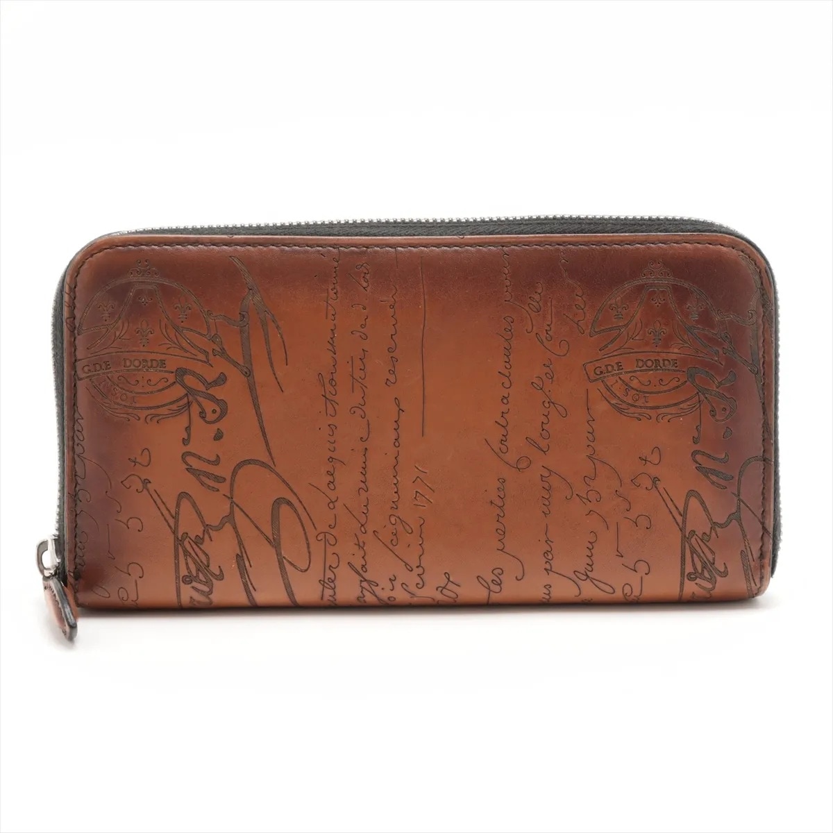 美品 イタウバ カリグラフィ レザー 長財布 長財布 二つ折り ウォレット ラウンドファスナー 本革 ブラウン 茶色 ブランド メンズ MMM CJ50-2 中古 44,760円