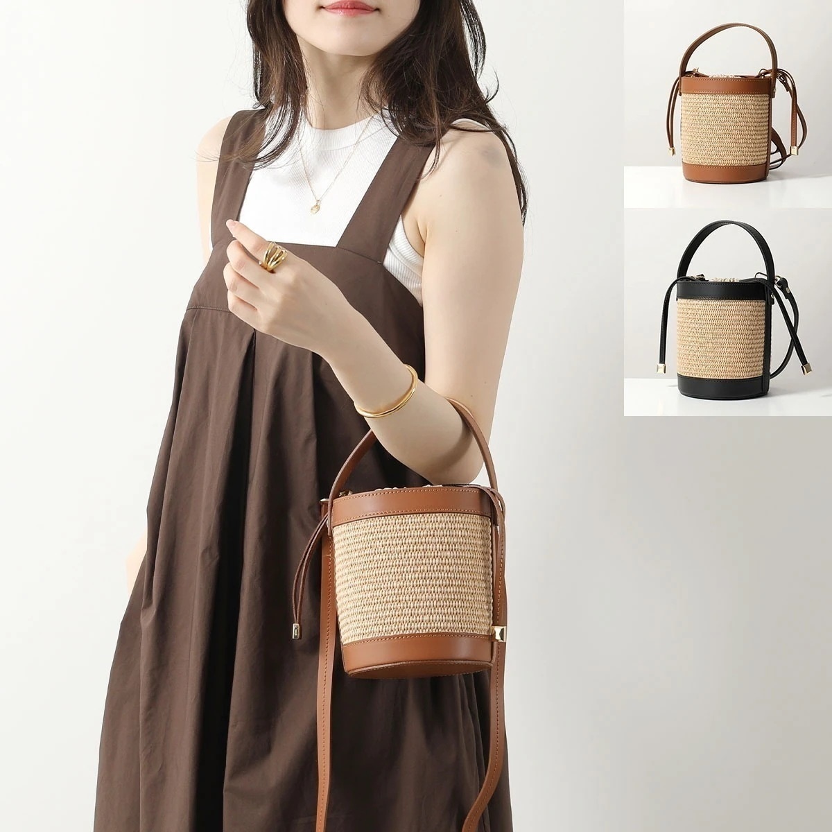 andrea cardone アンドレアカルドネ かごバッグ 1578S レディース ショルダーバッグ ハンドバッグ バケツ 巾着 鞄 カラー2色