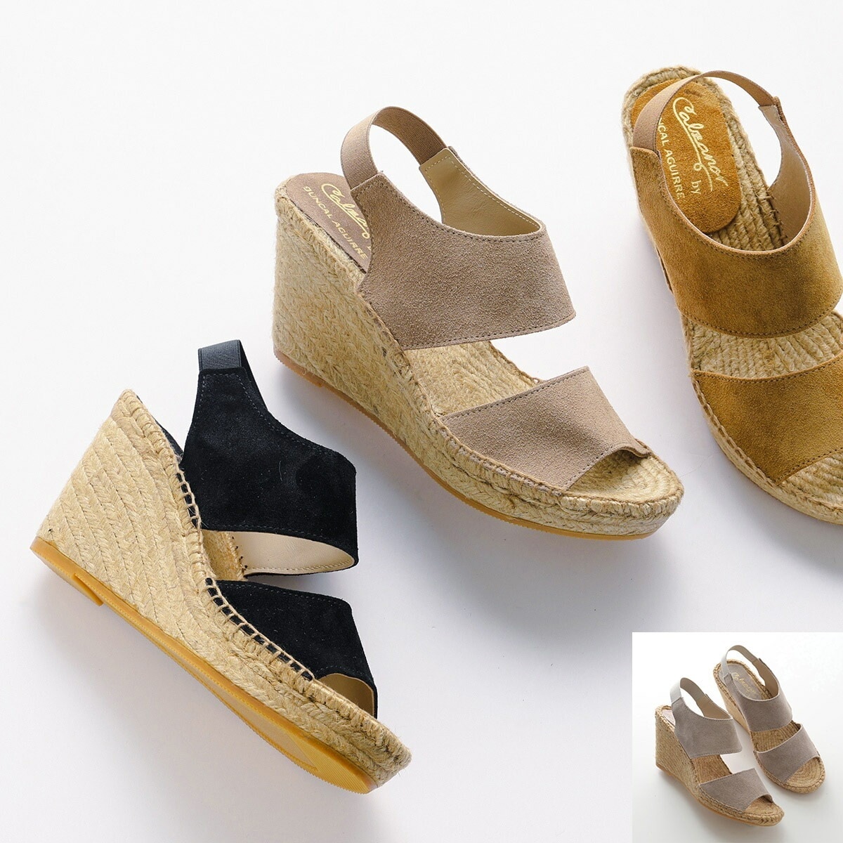 Calzanor カルザノール サンダル 1304 SERRAJE バックストラップ スウェード ジュート ウエッジソール エスパドリーユ 靴 カラー5色
