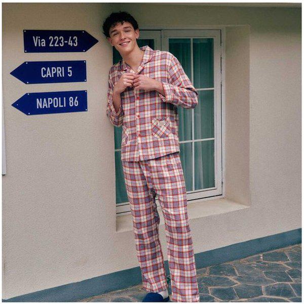 モダウルサン Solb ホリデームード 両面起毛 メンズパジャマセットSPA2533M