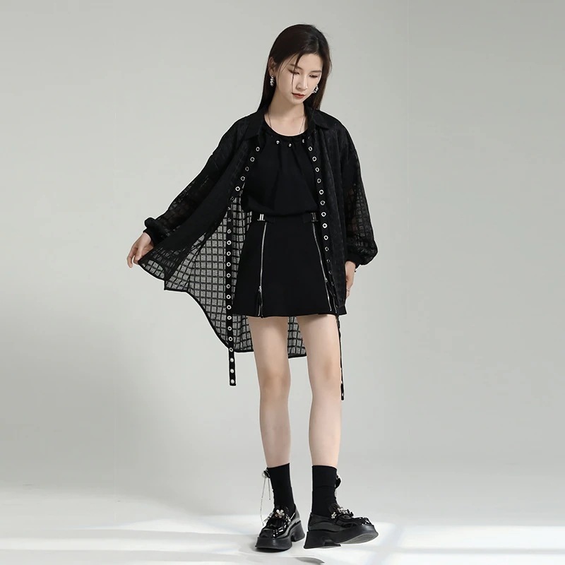 【J.Fashion】 前短後長 夏 カーディガン メッシュ ブラウス 日焼け止め シアーシャツ UVカット 半透明 おしゃれ 体型カバー レディース ブラウス ラッシュカット 水陸両用 メガ割30%