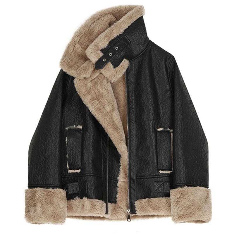 レディース ジャケット レザージャケット ファージャケット 長袖 防寒 あたたかい アウター