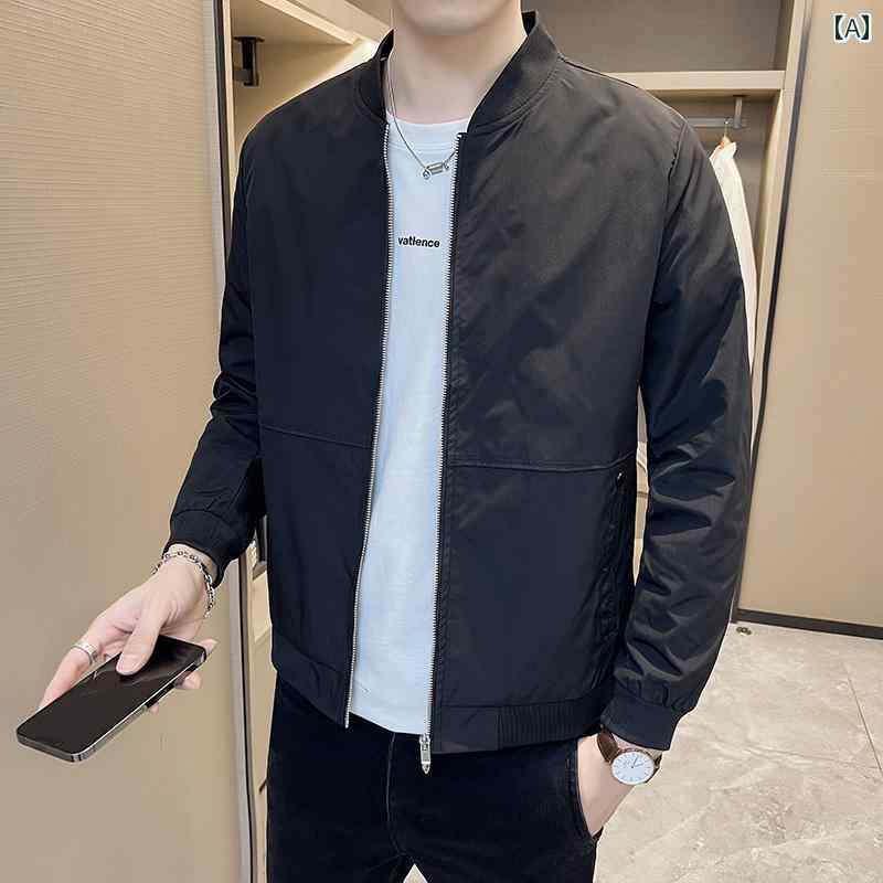 メンズ ファッション ジャケット 春秋 カジュアル トレンド スリム スタンドカラー 野球 ジャケット トップス