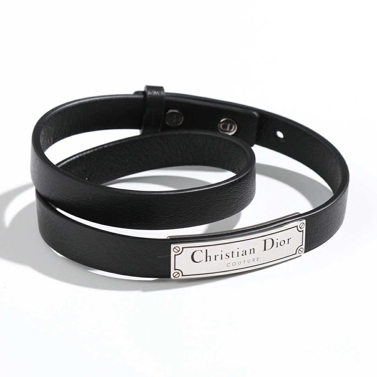 Dior Homme ディオール オム ブレスレット B1896HOMLE メンズ ベルトブレスレット レザー×ブラス ロゴプレート ダブル アクセサリー 004/palla-black