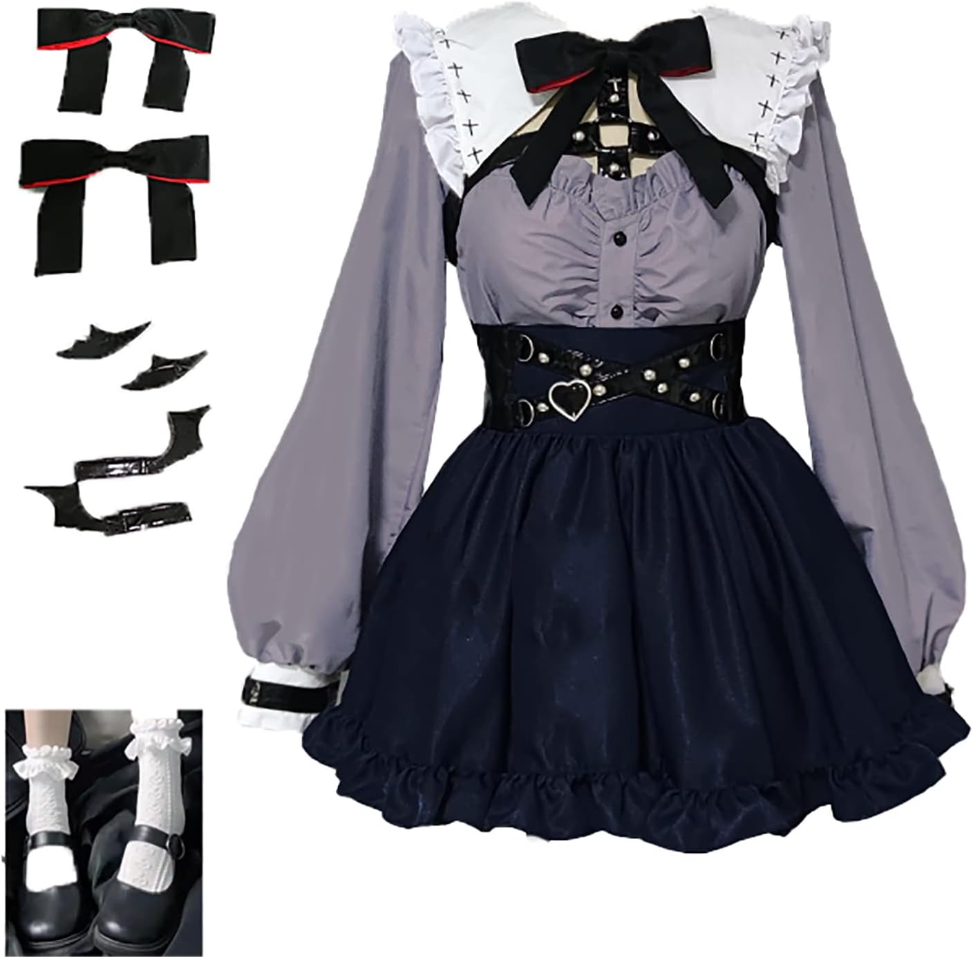 [Sky]YouTuber VTuber にじさんじ 葛葉（くずは） 女体化 用衣装+ 髪飾り付き+靴飾り+ 靴下 ハロウィン クリスマス仮装 コスチュ