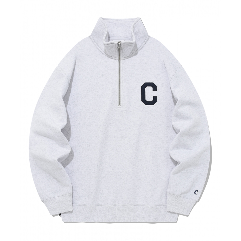 COVERNAT Cロゴハーフジップマントマンヘッダーグレー