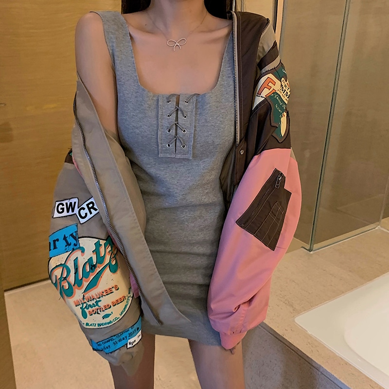 ブルゾンプリントジャケット　ルーズ　韓国　デザインセンスカラー　ジャケット　アウター　a1459