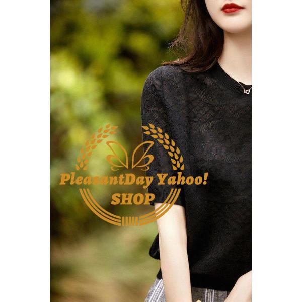 Tシャツ レディース 夏新作 40代 半袖トップス 半袖Tシャツ ニット ショット丈Tシャツ 薄手 おしゃれ 大人 50代 30代