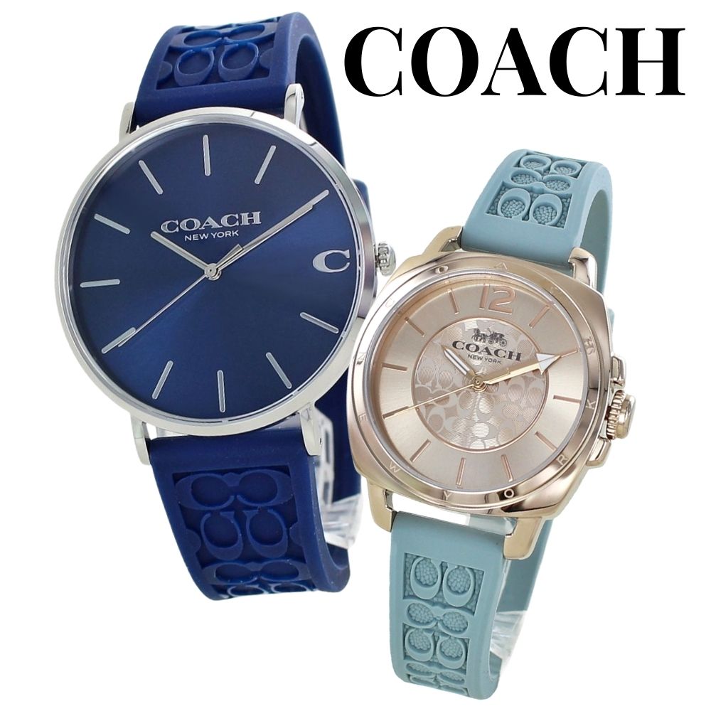 ペアウォッチ コーチ 腕時計 メンズ レディース ペアセット シグネチャー シリコンバンド COACH ネイビー ブルー ギフト プレゼント 誕生日 記念日 カップル 夫婦 ペアギフト ランキング お