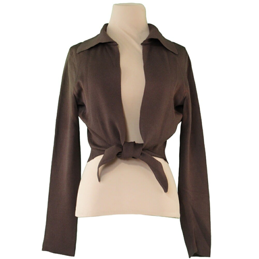 カーディガン 羽織り トップス 前結び レディース 42サイズ ブラウン 中古