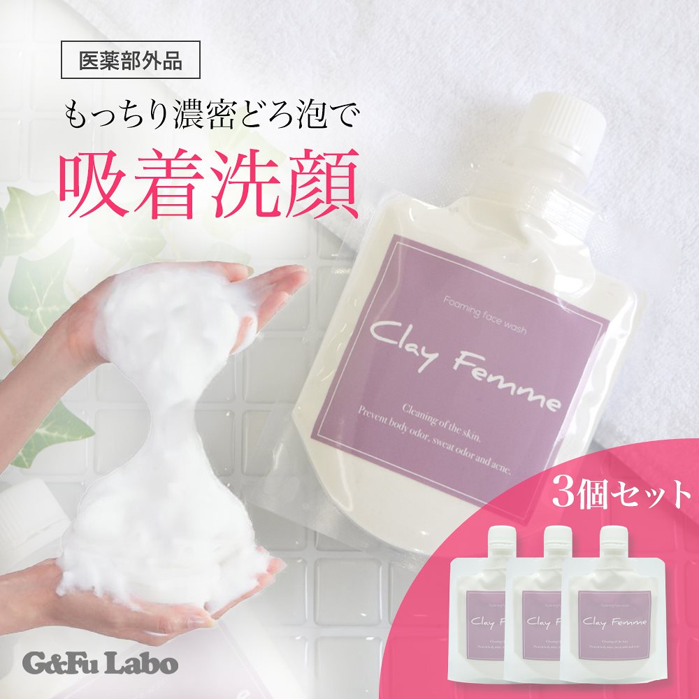 ［メーカー直販］クレイファム3個セット 洗顔 泡 黒ずみ シミ 角質 医薬部外品 泥 泡 吸着 ベンナイト つるすべ ニキビ 肌荒れ 濃密泡 しっとり 毛穴パック 毛穴レス 美肌 美容 もっちり 洗顔