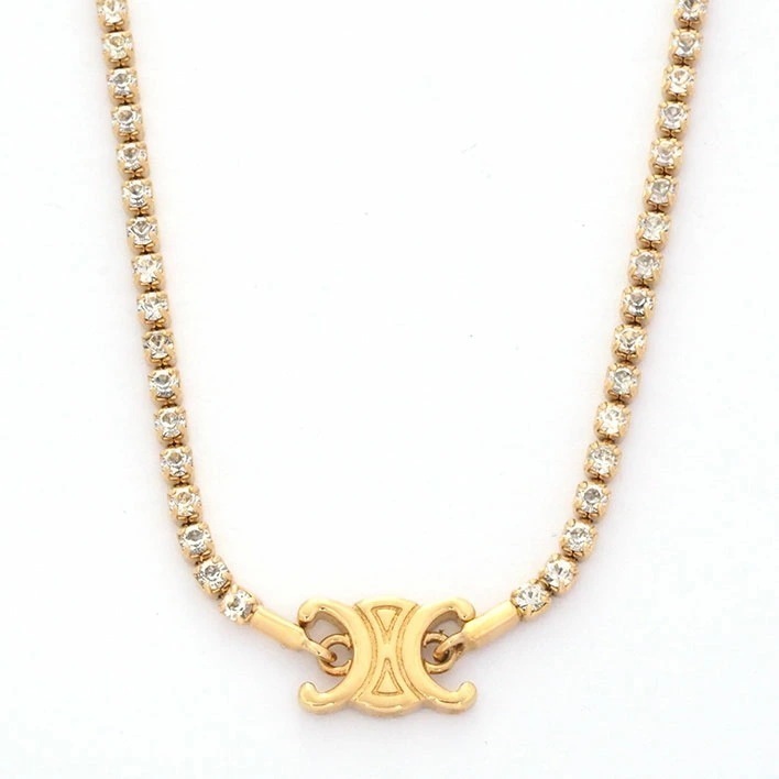 【美品】セリーヌ トリオンフ スパークル ラインストーン 【ネックレス】