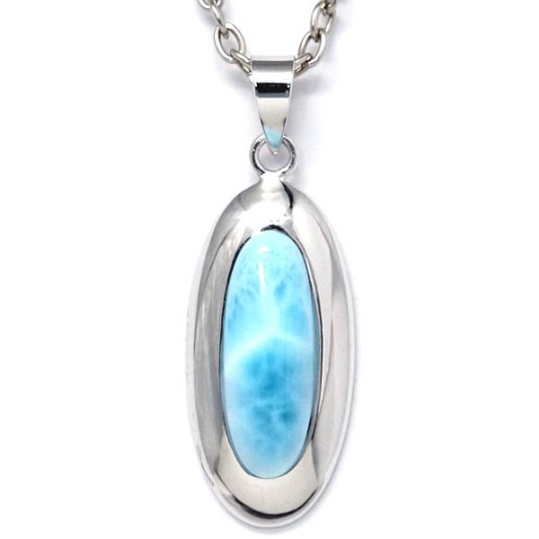 インディアンジュエリー ペンダント ネックレス 天然石 ラリマー ネイティブアメリカン ロングオーバル メンズ レディース シルバー925