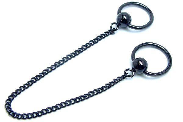 ブラックチェーン付き ボディピアス 14G 黒色 両側 CBR キャプティブビーズリング 14ゲージ 軟骨 ヘリックス コンク 繋ぐ プレゼント 黒メッキ 長さの変更可能 bbcbcxxxxxxxx 5,405円