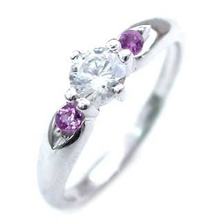 ( 2月誕生石 ) アメジスト Pt ダイヤリング（婚約指輪エンゲージリング）楽ギフ_包装02P26Mar16