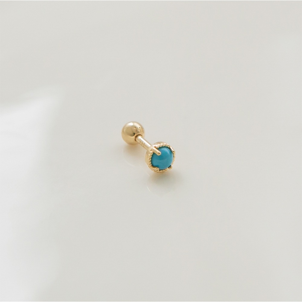 LUNNE 14k ターコイズジェムストーンピアス (14k ゴールド) (バーの太さ 1mm) #PIB06