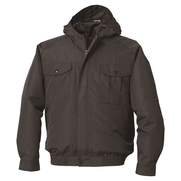 KU90810チャコール3L フード付ポリエステル製ワーク