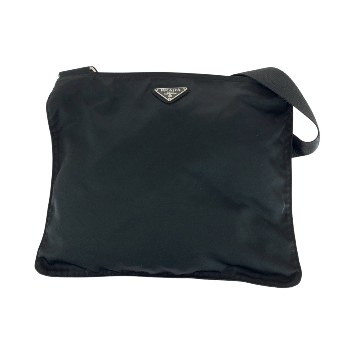 美品 テスート 三角ロゴプレート ブラック 黒 シルバー金具 ナイロン ショルダーバッグ ポシェット メンズ 502812