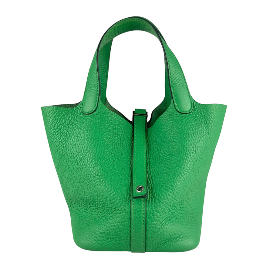 エルメス HERMES ハンドバッグ ピコタンロックPM 18 トリヨンクレマンス ヴェールコミックス シルバー レディース z8089