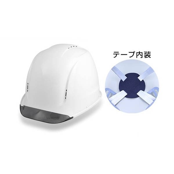 ヘルメット ヘッドライト用アタッチメント付き 産業用 作業用 飛来落下物用 墜落時保護用 テープ内装 ホワイト