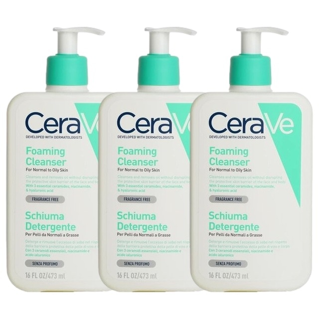 フォーミング フェイシャル クレンザー 473ml 3個セット ポンプ付 保湿 洗顔 敏感肌対応